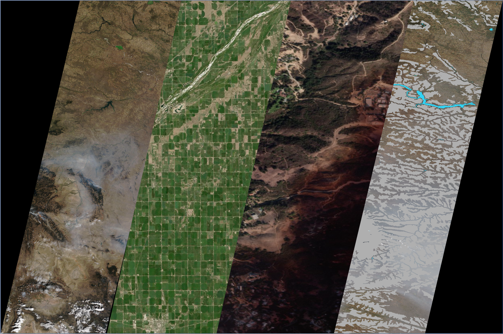 Satellite observations of land, agriculture, wildfire, and water